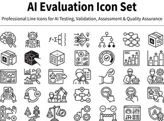 Fototapeta premium AI Evaluation and Quality Assurance Icon Set