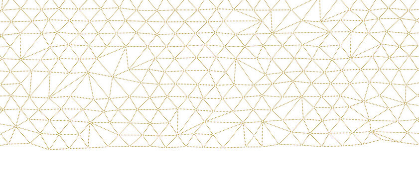 Intricate golden dot network forming a geometric triangular pattern background.