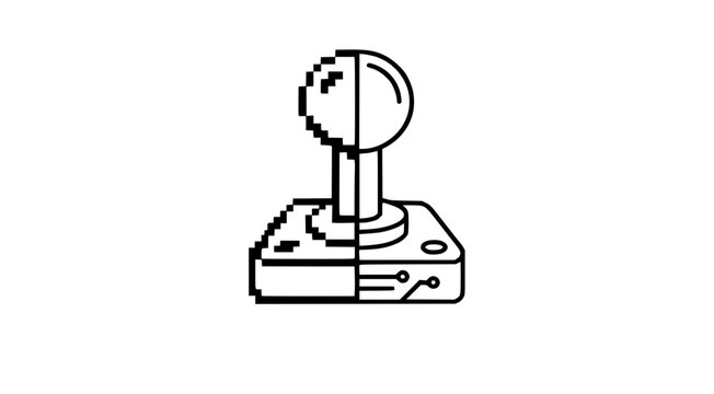 Pixelated and Tech Circuit Joystick Controller - Retro and Modern Gaming Evolution Concept for Arcade, Video Game Development, Software Engineering, Virtual Entertainment, and Gaming Industry