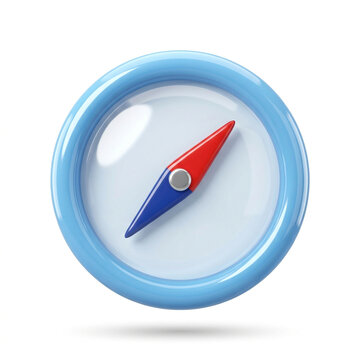 Smooth rounded circular compass model featuring an arrow pointer over white