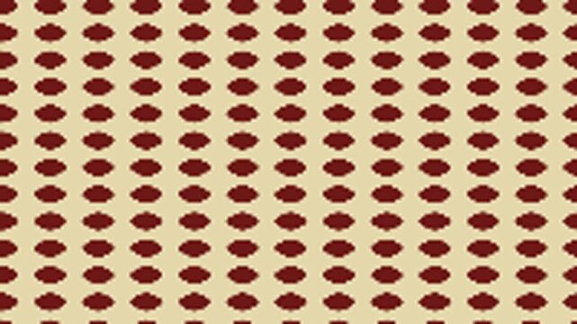 Seamless pattern of small red geometric shapes on a beige background, abstract textile design.