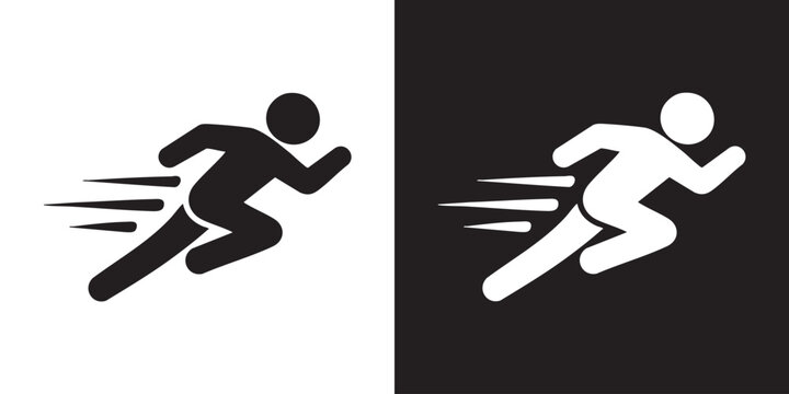 Minimalist Running Figure Icon &ndash; Speed and Motion Symbol - Modern Athletic Sprinter Jogging Graphic, Simple Fitness Workout Exercise Emblem, and Fast Dynamic Human Movement Vector