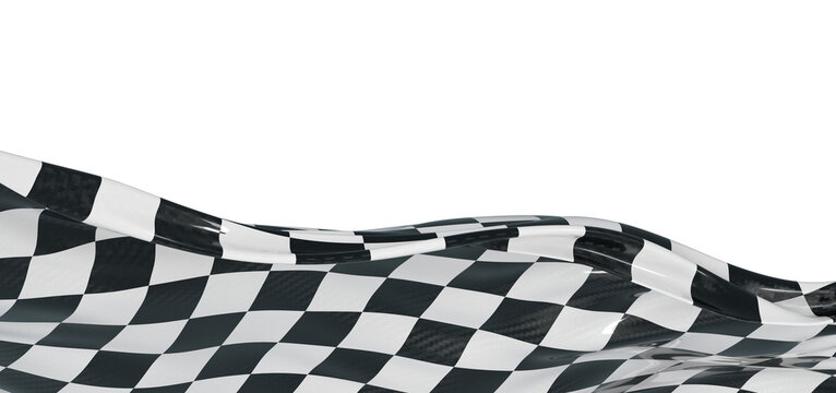 Dynamic image of a checkered flag waving in the wind. Perfect for race day, speed, and victory concepts. Symbol of compe