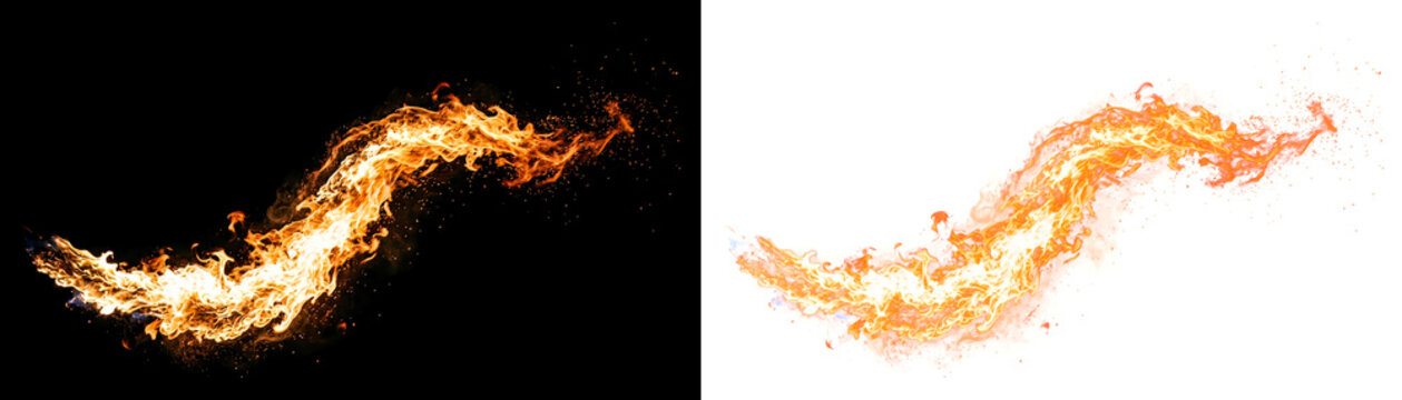 Fire, flame, spark, effect, element, design, orange, yellow, wavy, abstract, motion, dynamic, burning, glowing, hot, fiery, blaze, blazing, swirling, curvy, fluid, graphic, illustration, element