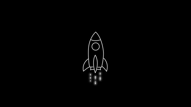 Rocket liner icon animation on a transparent background. . 4k video animation