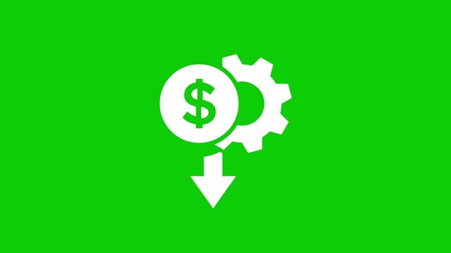 Dollar gear down arrow animation video