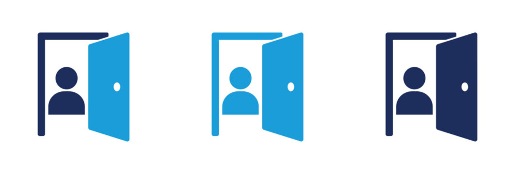 User Login and Logout Icons Representing Digital Access and Entry Points.