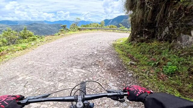 POV Mountain Biking Down the Death Road Yungas Bolivia