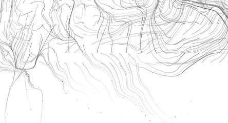 Obraz premium Abstract flowing lines and dots create a dynamic pattern on white.