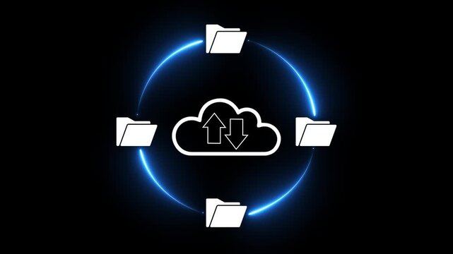 Cloud computing and online storage technologies concept. cloud computing and communications, connection to Internet server services for data transfer. 4k video.
