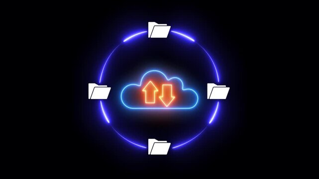 Cloud computing and online storage technologies concept. cloud computing and communications, connection to Internet server services for data transfer. 4k video.
