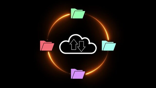 Cloud computing and online storage technologies concept. cloud computing and communications, connection to Internet server services for data transfer. 4k video.
