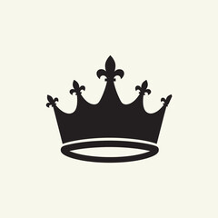 Black Crown Silhouette Icon on Cream Background © nikmah