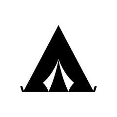 Fototapeta premium Black Tent Silhouette Icon for Camping and Outdoors