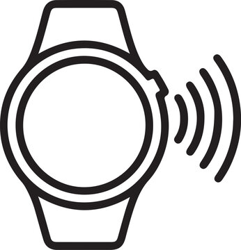 Smart watch wireless connection signal icon linear vector graphic with smartwatch wireless connectivity technology wearable communication synchronization bluetooth transmission electronic