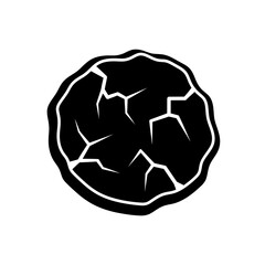 Cracked Asteroid Icon, Meteorite Silhouette, Space Rock Glyph © aditya