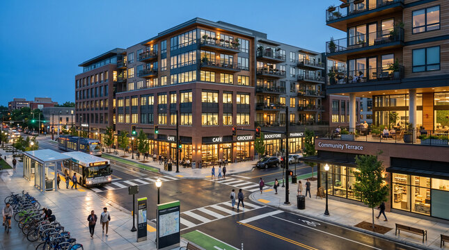 Transit Adjacent Mixed Use District Corner With Active Day To Night Use