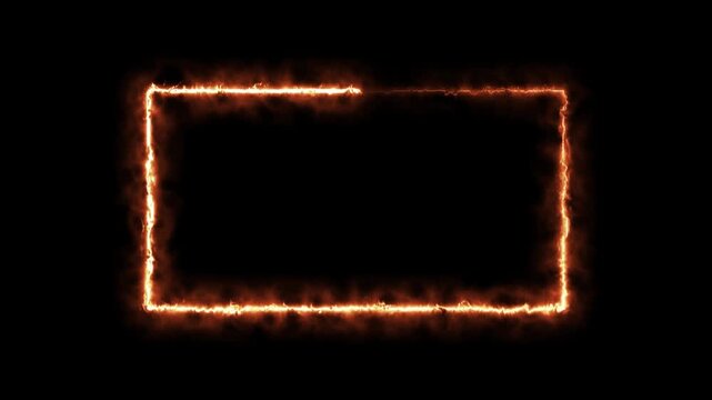 Burning fire rectangle frame animation video