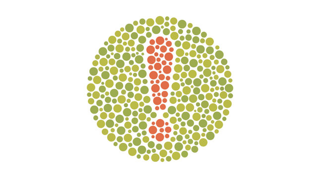 An exclamation mark hidden in a color blindness test