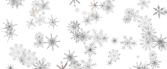 Fototapeta premium Abstract pattern of delicate grey and white snowflakes falling