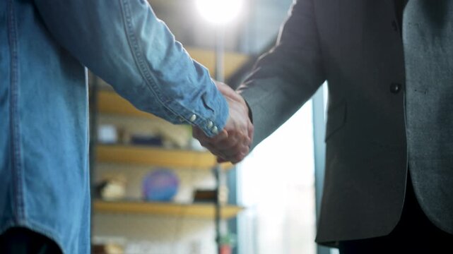 handshake between colleagues in a business office setting