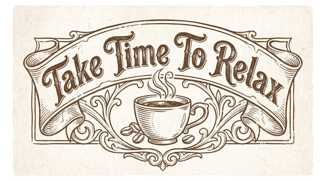 Take Time To Relax Coffee Cup Banner Illustration.