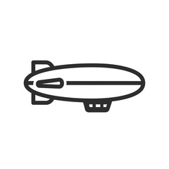 Modern Blimp Icon - Outline Vector Illustration of Airship © nuha