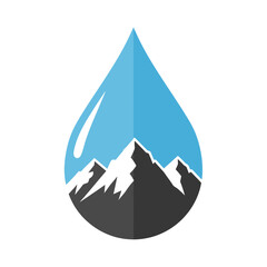 Fototapeta premium Mountain Water Drop Logo: Nature, Purity, Freshness, Landscape, Clean