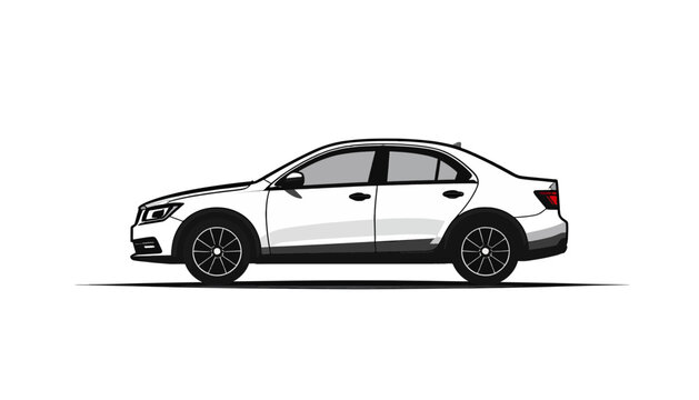 Side View of a Silver Sedan.