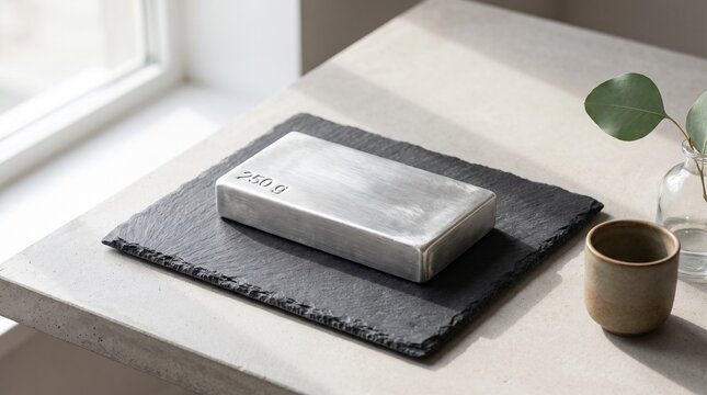 250g Silver Bullion Bar on Slate Coaster