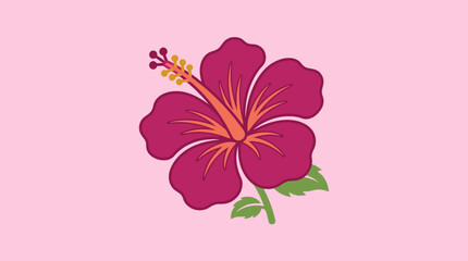 A vibrant pink hibiscus flower illustration on a soft background © agil