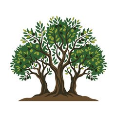 Fototapeta premium A stylized illustration of a lush green olive tree