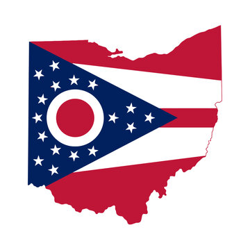 The state map of Ohio filled with its official flag pattern