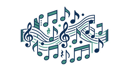 A collection of musical notes floating on a white background © ajis