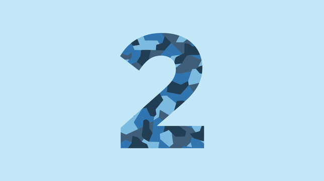 The number two features a blue camouflage pattern on a light base
