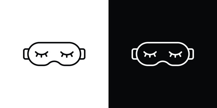 Eye mask icon Line drawing illustrations in black and white