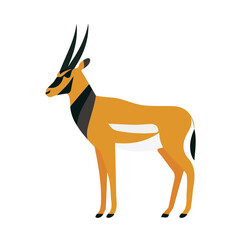 Simple flat 2D illustration of Antelope, modern minimalist artwork, isolated on a white background. © Antoni