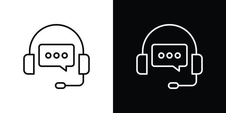 Live chat icon Line drawing illustrations in black and white