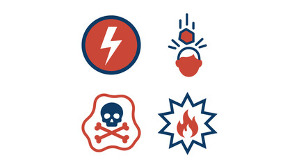 Fototapeta premium A set of four flat vector hazard and warning icons