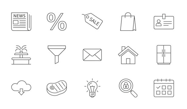 Business and Lifestyle Outline Icons Vector Pack Editable Stroke