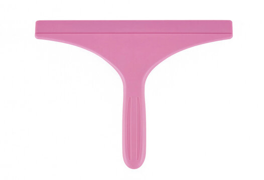 Pink plastic squeegee for cleaning windows and surfaces isolated on white background
