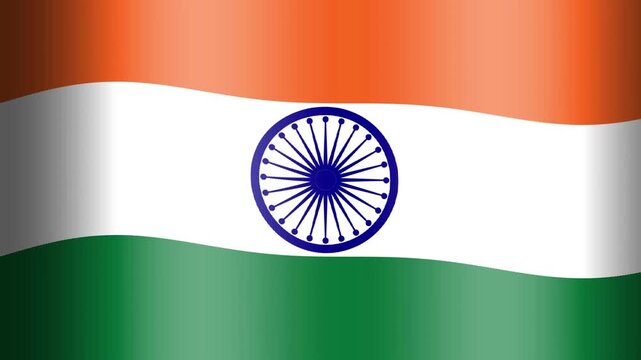 India Flag Waving Seamless Loop Animation Ashoka Chakra Motion Graphics
