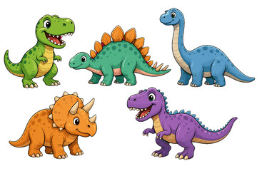Cute cartoon dinosaur collection isolated on white background © Alan