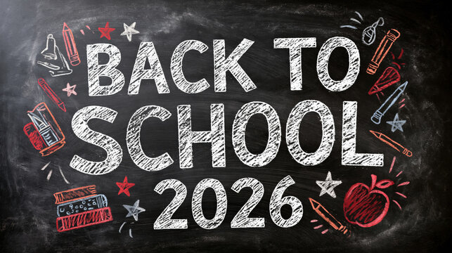 Vibrant chalkboard design for back to school 2026 showcasing educational tools and inspiring messages
