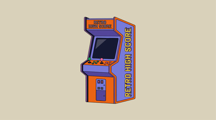 Retro arcade machine. High score vintage artwork. Gaming t shirt vector design. © rahel lila