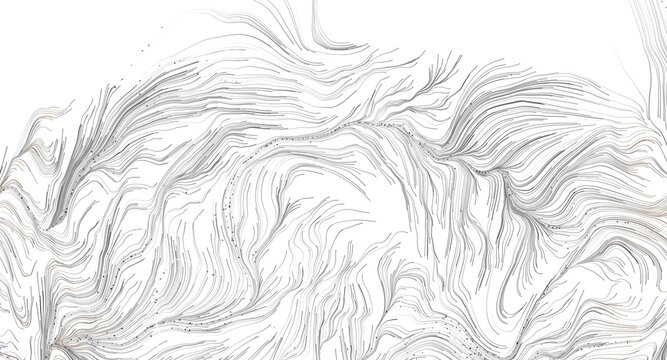Abstract monochrome flow lines creating organic shapes and patterns, symbolizing data or nature.