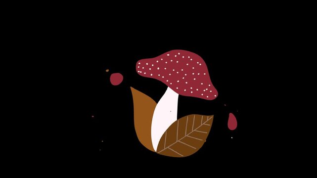 Red Mushroom Flower Style Cartoon Liquid Motion Animation with Nature Elements