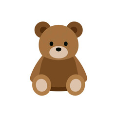 Fototapeta premium Simple flat 2D illustration of Teddy Bear, modern minimalist artwork, isolated on a white background.