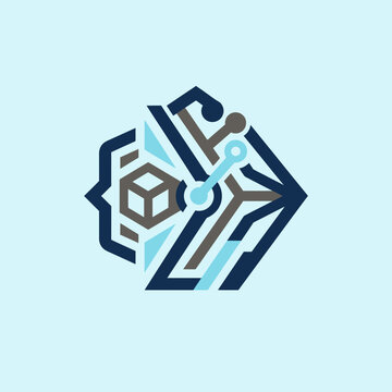Abstract technology logo representing software coding and data