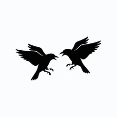 Fototapeta premium Black bird, crow, raven, flying animals, wildlife icons isolated on White Background silhouette